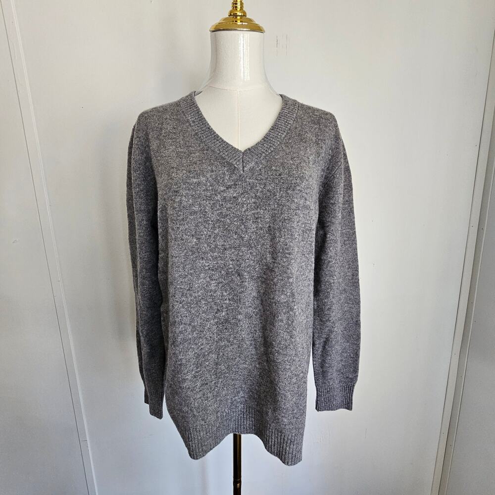 Liny Xin M Women's Merino Wool Gray Sweater Minimalist Chic Capsule Essential